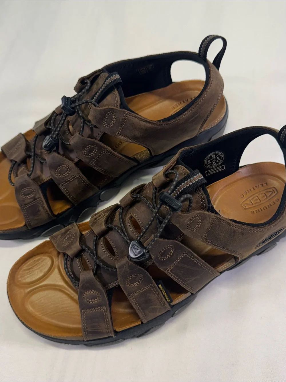 Keen Brown Leather Men's Closed-Toe Fisherman Sandals